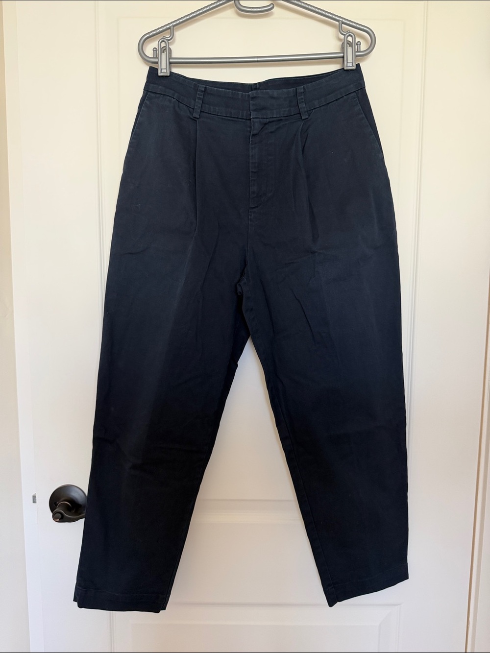 Uniqlo Navy Pleated High-Rise Trousers
